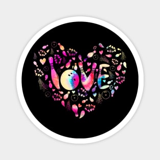 Tie Dye Love Bowling Heart Magnet